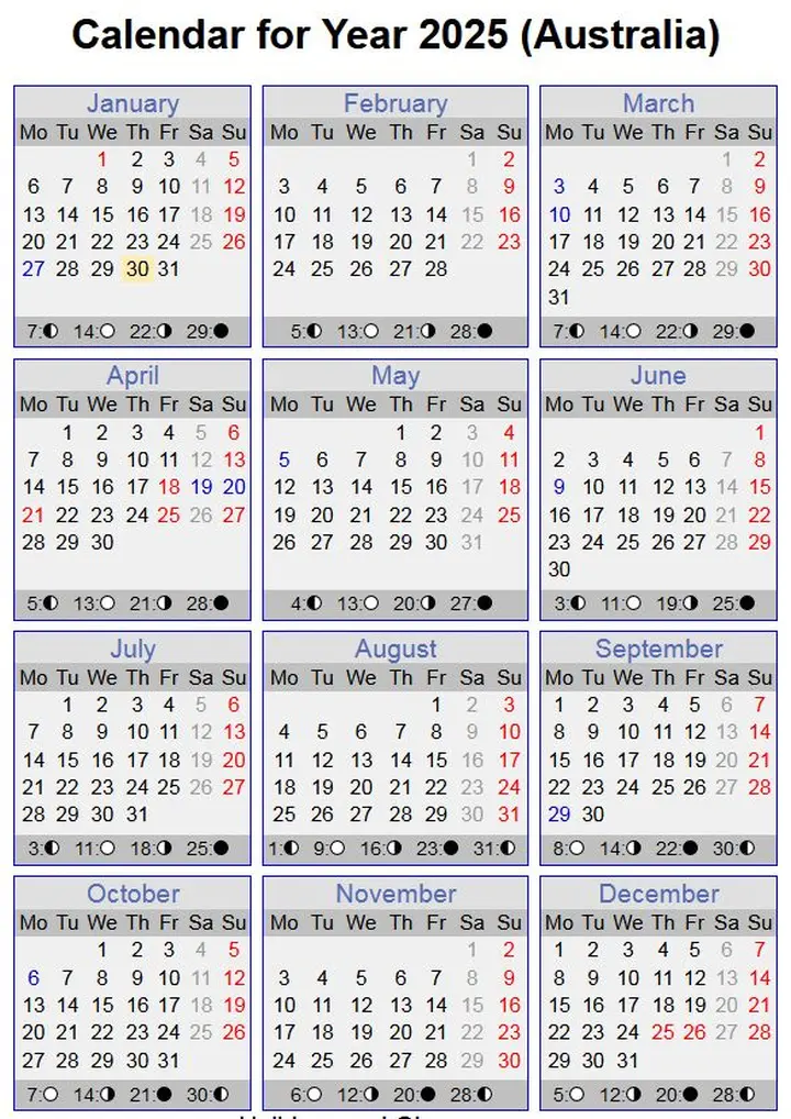 Current year calendar